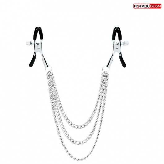 Оригинальные зажимы на соски с тройной цепочкой - Notabu - купить с доставкой в Ачинске