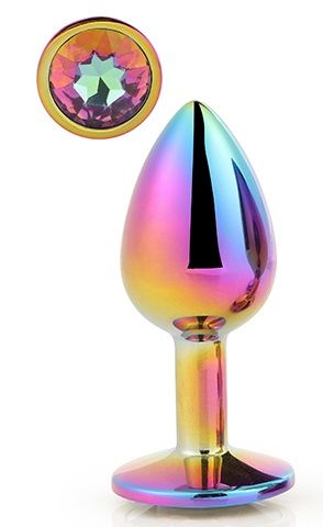 Голографическая анальная втулка с радужным кристаллом - 7,1 см. - Dream Toys - купить с доставкой в Ачинске