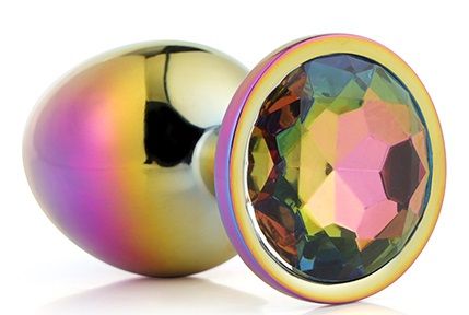 Голографическая анальная втулка с радужным кристаллом - 7,1 см. - Dream Toys - купить с доставкой в Ачинске