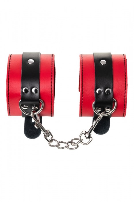 Красно-черные оковы на ноги из кожи - ToyFa - купить с доставкой в Ачинске
