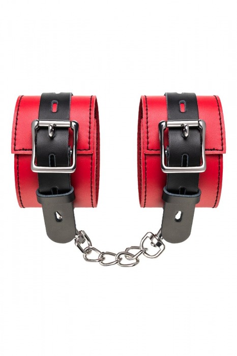 Красно-черные оковы на ноги из кожи - ToyFa - купить с доставкой в Ачинске
