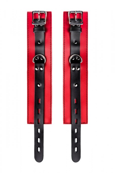 Красно-черные оковы на ноги из кожи - ToyFa - купить с доставкой в Ачинске