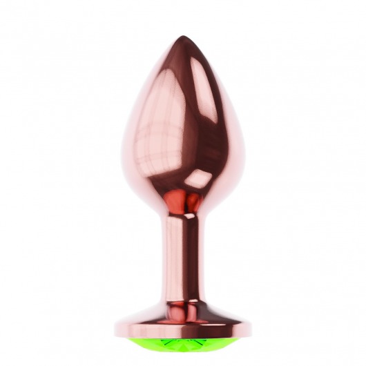 Пробка цвета розового золота с лаймовым кристаллом Diamond Emerald Shine S - 7,2 см. - Lola Games - купить с доставкой в Ачинске