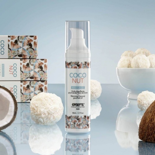 Разогревающее массажное масло с ароматом кокоса Gourmet Coconut - 50 мл. - Exsens - купить с доставкой в Ачинске