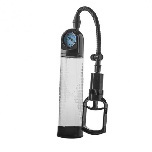 Прозрачная вакуумная помпа с манометром Deluxe Penis Pump - Dream Toys - в Ачинске купить с доставкой