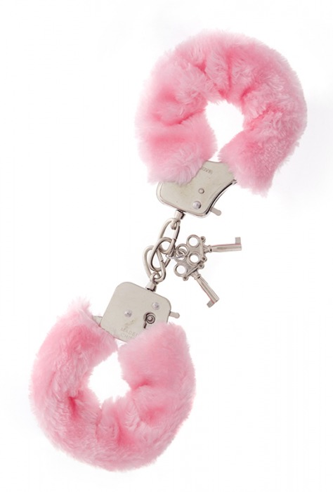 Металлические наручники с розовой меховой опушкой METAL HANDCUFF WITH PLUSH PINK - Dream Toys - купить с доставкой в Ачинске