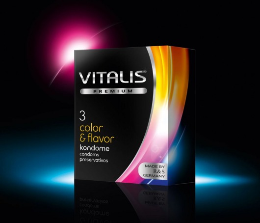 Цветные ароматизированные презервативы VITALIS PREMIUM color   flavor - 3 шт. - Vitalis - купить с доставкой в Ачинске