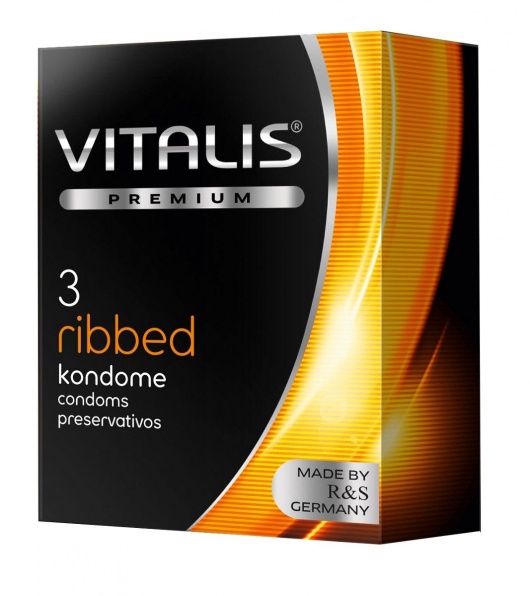 Ребристые презервативы VITALIS PREMIUM ribbed - 3 шт. - Vitalis - купить с доставкой в Ачинске