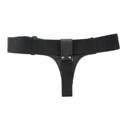 Чёрные трусики для страпона из натуральной кожи - БДСМ Арсенал - купить с доставкой в Ачинске