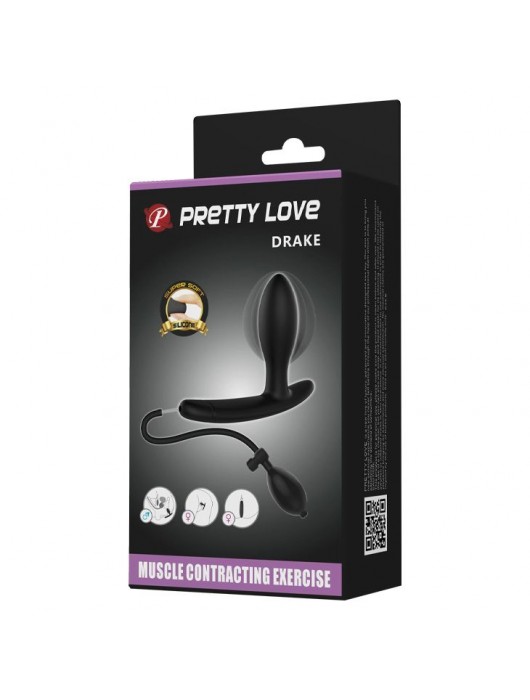 Черный анальный силиконовый стимулятор с функцией расширения Drake - 7,8 см. - Baile