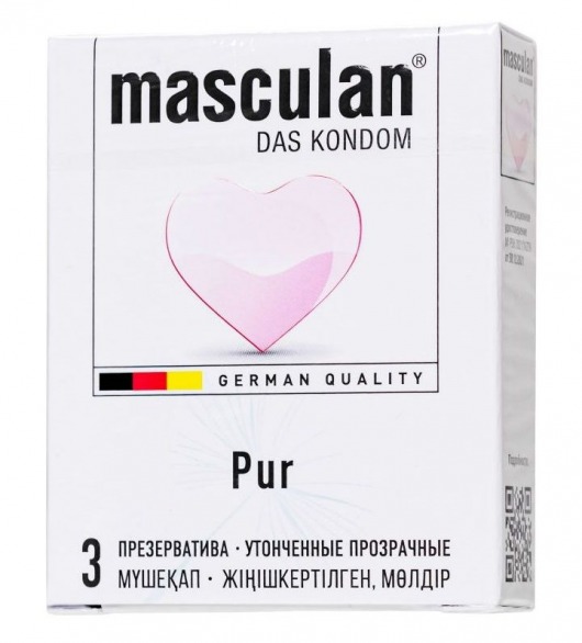 Супертонкие презервативы Masculan Pur - 3 шт. - Masculan - купить с доставкой в Ачинске