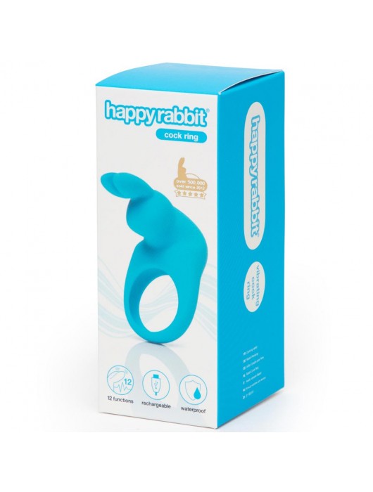 Голубое эрекционное виброкольцо Happy Rabbit Rechargeable Rabbit Cock Ring - Happy Rabbit - в Ачинске купить с доставкой