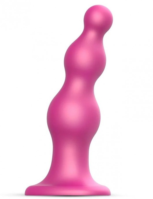 Розовая насадка Strap-On-Me Dildo Plug Beads size S - Strap-on-me - купить с доставкой в Ачинске