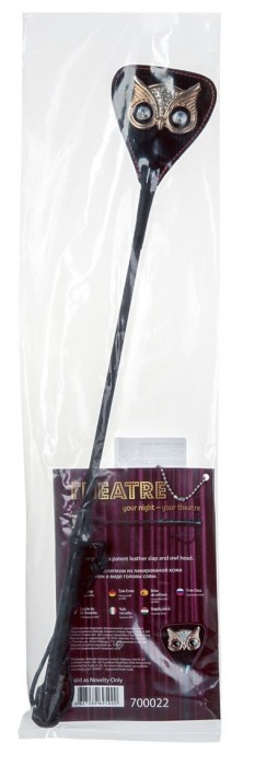 Чёрный стек с совой на кожаном наконечнике - 24 см. - ToyFa - купить с доставкой в Ачинске
