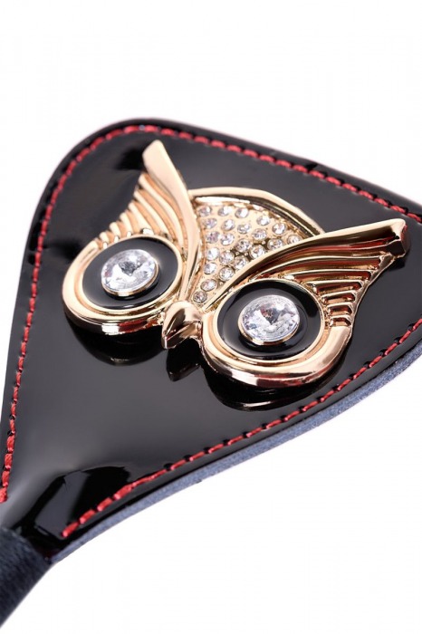 Чёрный стек с совой на кожаном наконечнике - 24 см. - ToyFa - купить с доставкой в Ачинске