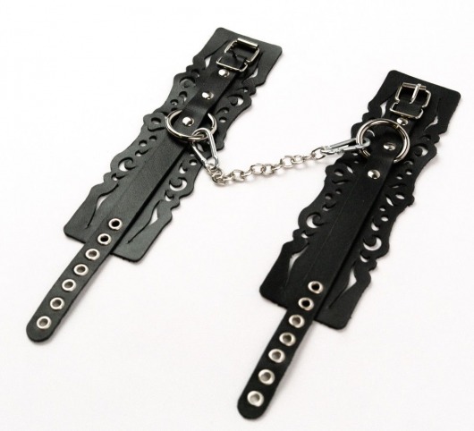 Узорчатые кожаные оковы с регулируемыми ремешками - Crazy Handmade - купить с доставкой в Ачинске