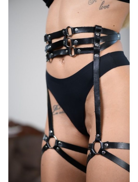 Кожаные гартеры на поясе Esteria - БДСМ Арсенал - купить с доставкой в Ачинске