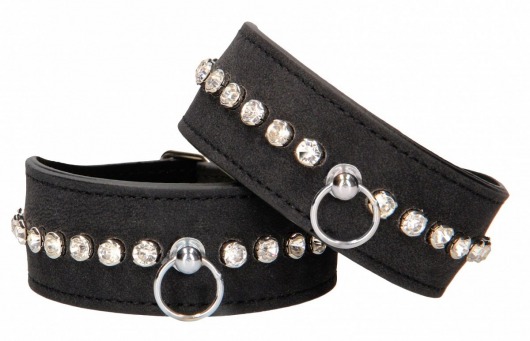 Черные поножи Diamond Studded Ankle Cuffs - Shots Media BV - купить с доставкой в Ачинске