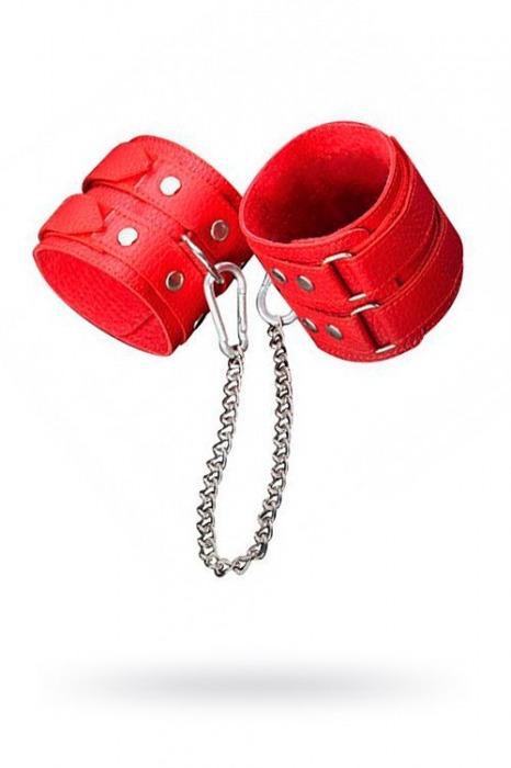 Кожаные красные оковы с цепочкой - Sitabella - купить с доставкой в Ачинске