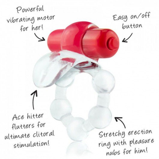Виброкольцо с язычком и красным виброэлементом Overtime - Screaming O - в Ачинске купить с доставкой