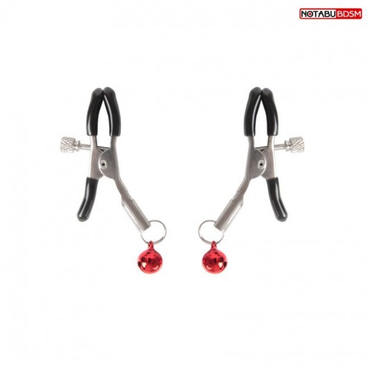 Серебристые зажимы на соски с шариками - Notabu - купить с доставкой в Ачинске