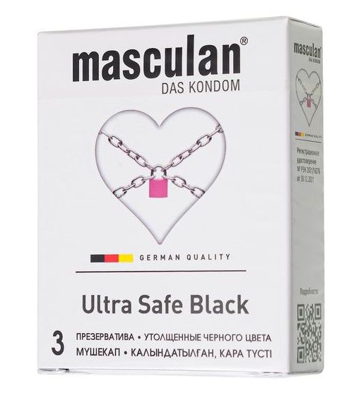 Ультрапрочные презервативы Masculan Ultra Safe Black - 3 шт. - Masculan - купить с доставкой в Ачинске