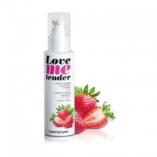 Съедобное согревающее массажное масло Love Me Tender Strawberry с ароматом клубники - 100 мл. - Love to Love - купить с доставкой в Ачинске