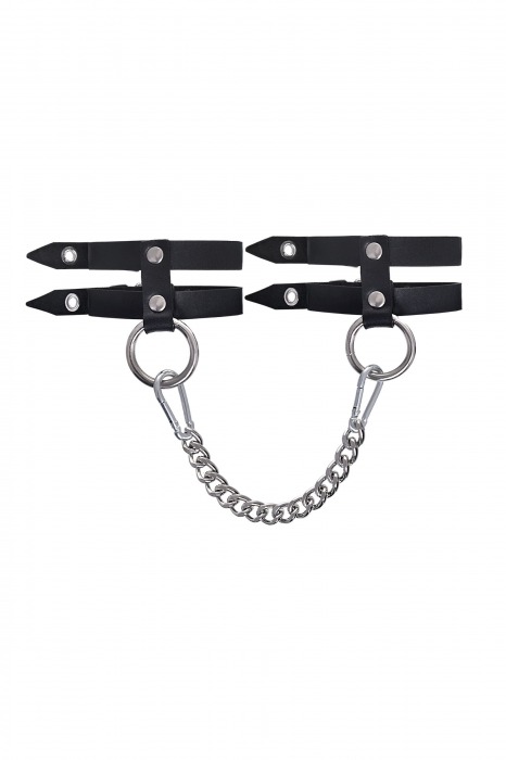 Черные однослойные кожаные оковы из двух ремешков - Pecado - купить с доставкой в Ачинске