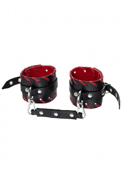 Черно-красные оковы из натуральной кожи - Pecado - купить с доставкой в Ачинске