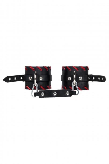 Черно-красные оковы из натуральной кожи - Pecado - купить с доставкой в Ачинске