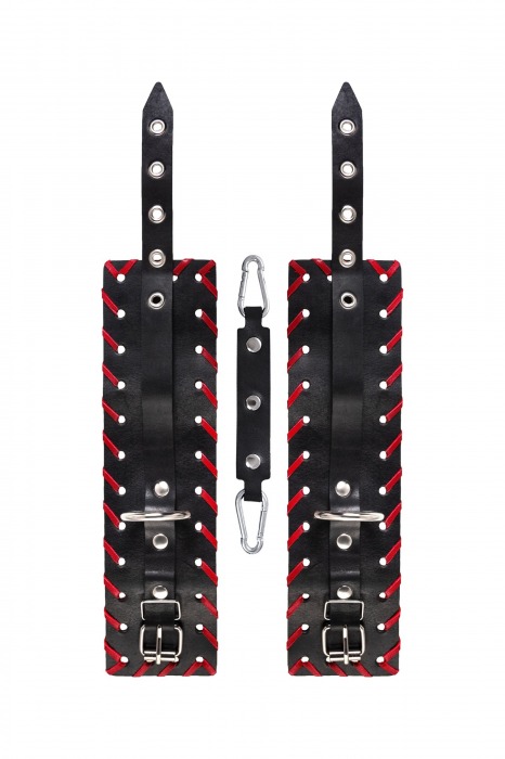 Черно-красные оковы из натуральной кожи - Pecado - купить с доставкой в Ачинске