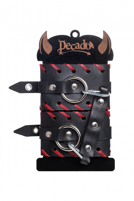 Черно-красные оковы из натуральной кожи - Pecado - купить с доставкой в Ачинске