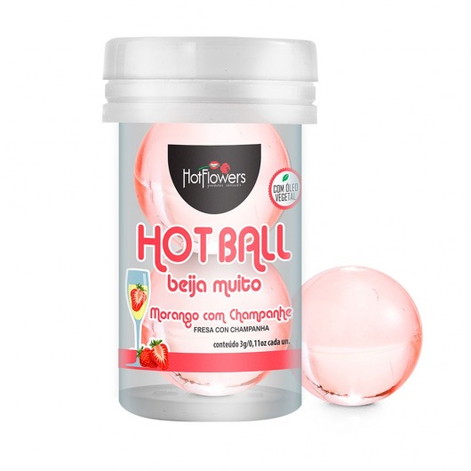 Лубрикант на масляной основе Hot Ball Beija Muito с ароматом клубники и шампанского (2 шарика по 3 гр.) - HotFlowers - купить с доставкой в Ачинске