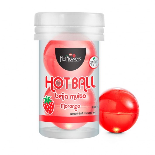 Лубрикант на масляной основе Hot Ball Beija Muito с ароматом клубники (2 шарика по 3 гр.) - HotFlowers - купить с доставкой в Ачинске