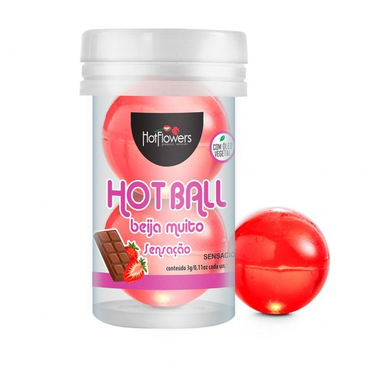 Лубрикант на масляной основе Hot Ball Beija Muito с ароматом шоколада и клубники (2 шарика по 3 гр.) - HotFlowers - купить с доставкой в Ачинске