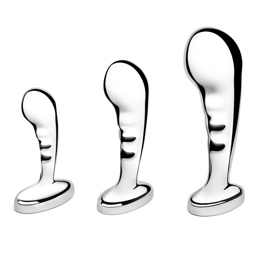 Набор из 3 стальных стимуляторов простаты Stainless Steel P-spot Training Set - b-Vibe - в Ачинске купить с доставкой