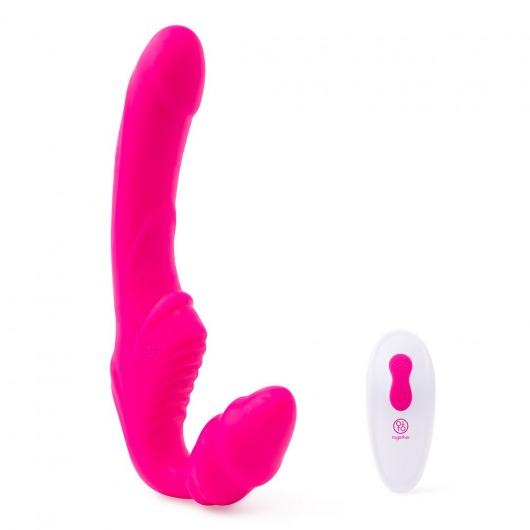 Розовый безремневой страпон на радиоуправлении Strapless Together - 22 см. - Together Toy - купить с доставкой в Ачинске