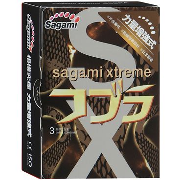 Суженные к основанию презервативы Sagami Xtreme COBRA - 3 шт. - Sagami - купить с доставкой в Ачинске