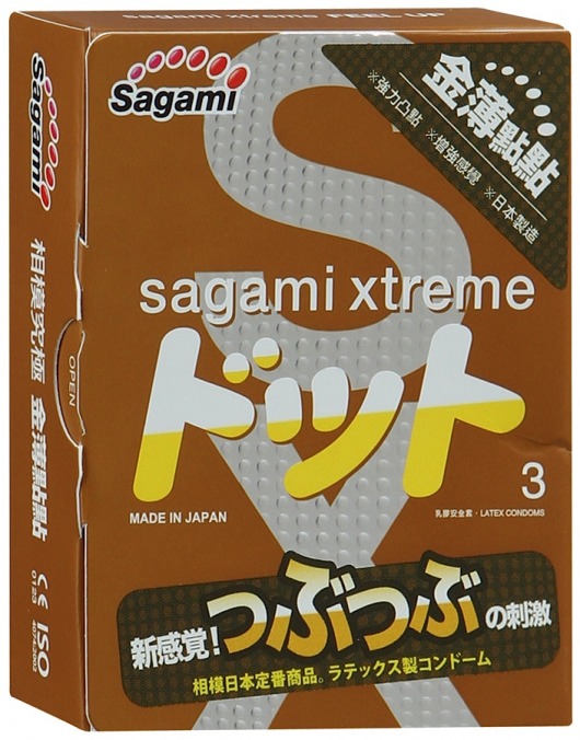 Презервативы Sagami Xtreme FEEL UP с точечной текстурой и линиями прилегания - 3 шт. - Sagami - купить с доставкой в Ачинске