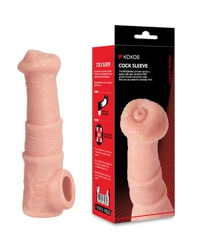 Телесная фантазийная насадка на член Cock Sleeve Size M - KOKOS - в Ачинске купить с доставкой