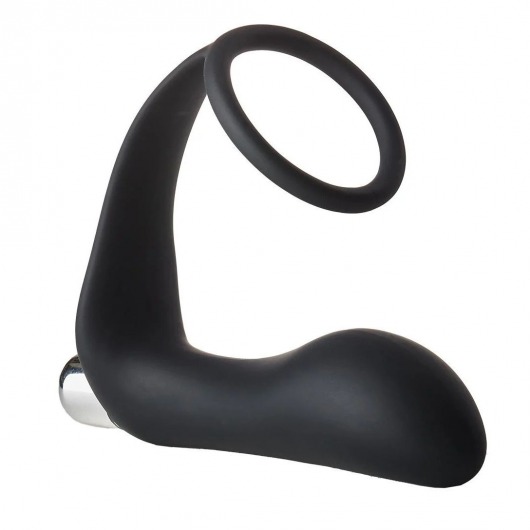 Черное эрекционное кольцо с вибропробкой Vibrating Anal Plug With Cockring - Dream Toys - в Ачинске купить с доставкой