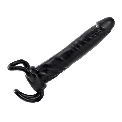 Чёрная насадка-фаллос для двойного проникновения INFLATABLE DILDO SLIM DONG  - 13,5 см. - Toyz4lovers - в Ачинске купить с доставкой