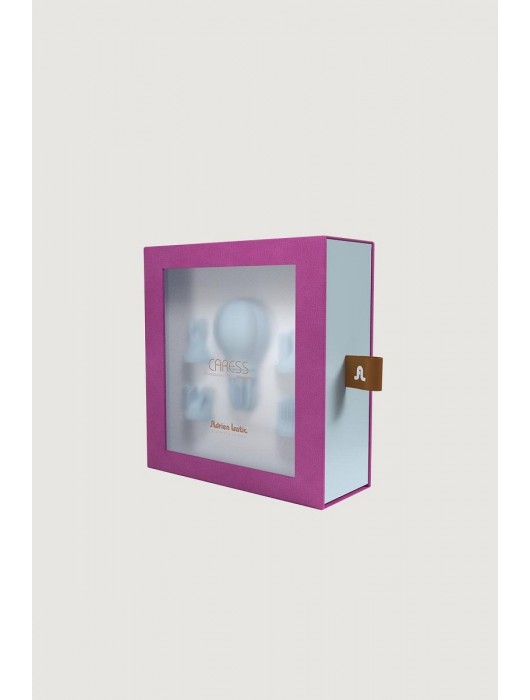 Голубой стимулятор клитора с 5 насадками Caress - Adrien Lastic