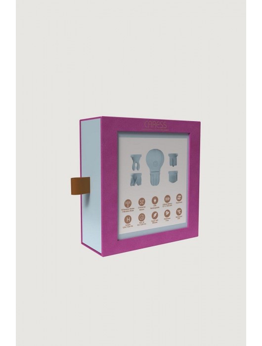 Голубой стимулятор клитора с 5 насадками Caress - Adrien Lastic