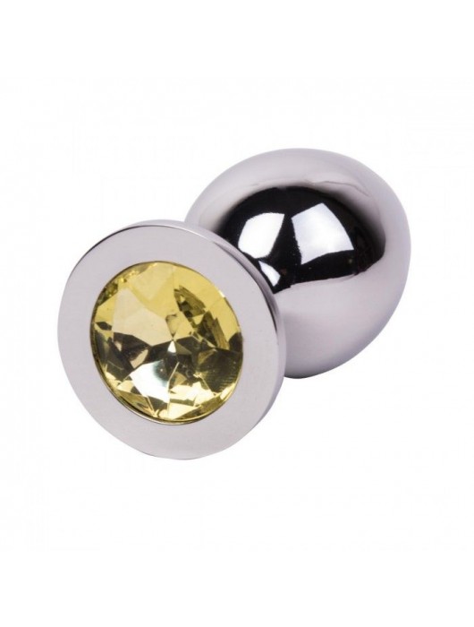 Большой стальной плаг с желтым кристаллом Sweet Lemon - 9,5 см. - Erotic Fantasy - купить с доставкой в Ачинске