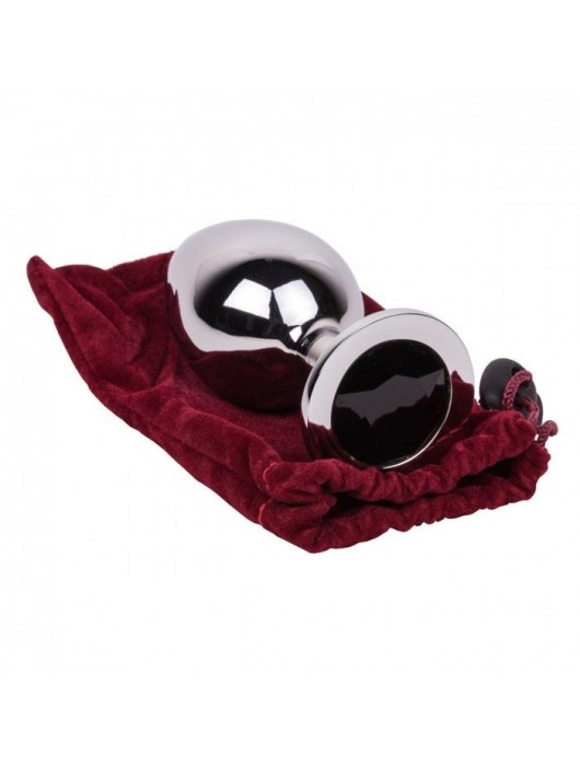 Большой стальной плаг с черным кристаллом Black Rave - 9,5 см. - Erotic Fantasy - купить с доставкой в Ачинске