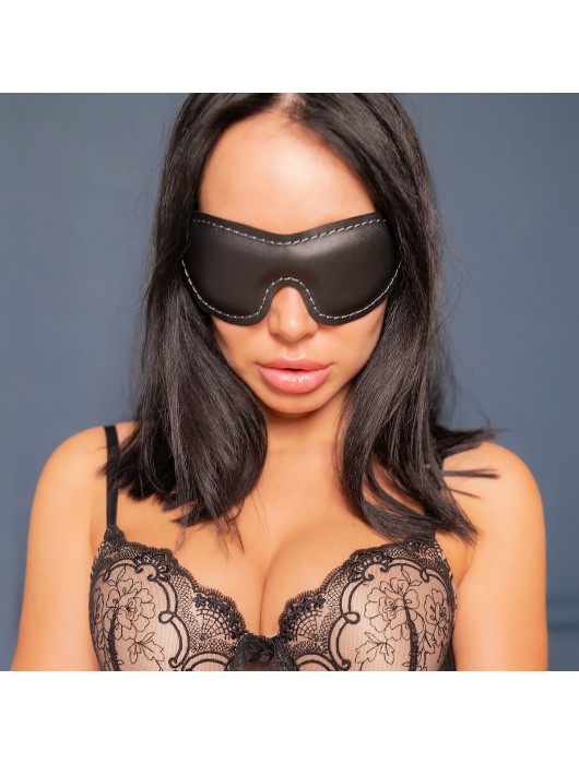 Черная мягкая закрытая маска из натуральной кожи - Crazy Handmade - купить с доставкой в Ачинске