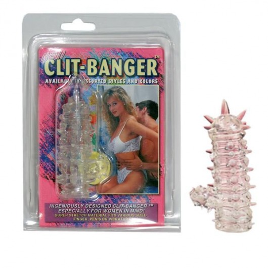 Прозрачная насадка с шипами и клиторальной шишечкой CLIT-BANGER SLEEVE IN CLEAR - Tonga - в Ачинске купить с доставкой