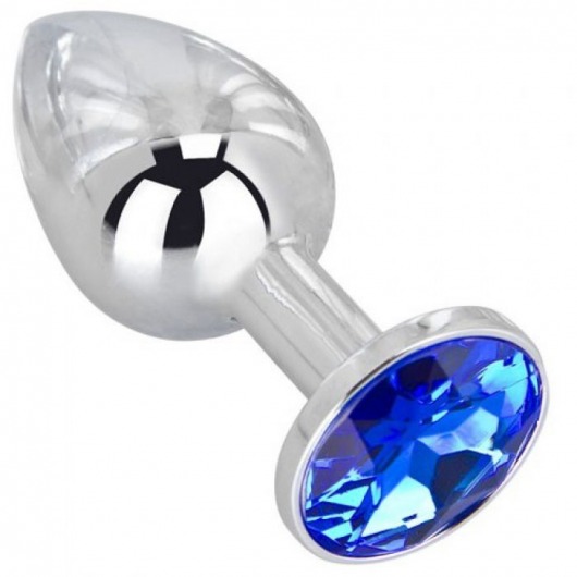 Анальное украшение BUTT PLUG  Small с синим кристаллом - 7 см. - Anal Jewelry Plug - купить с доставкой в Ачинске