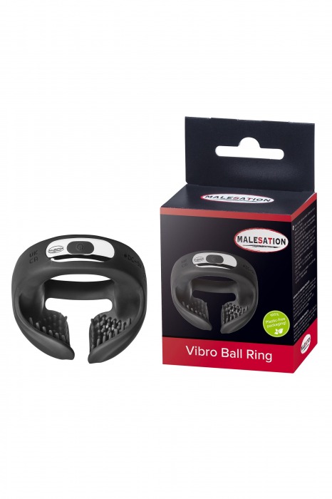 Черное эрекционное виброкольцо для пениса и мошонки Vibro Ball Ring - MALESATION - в Ачинске купить с доставкой